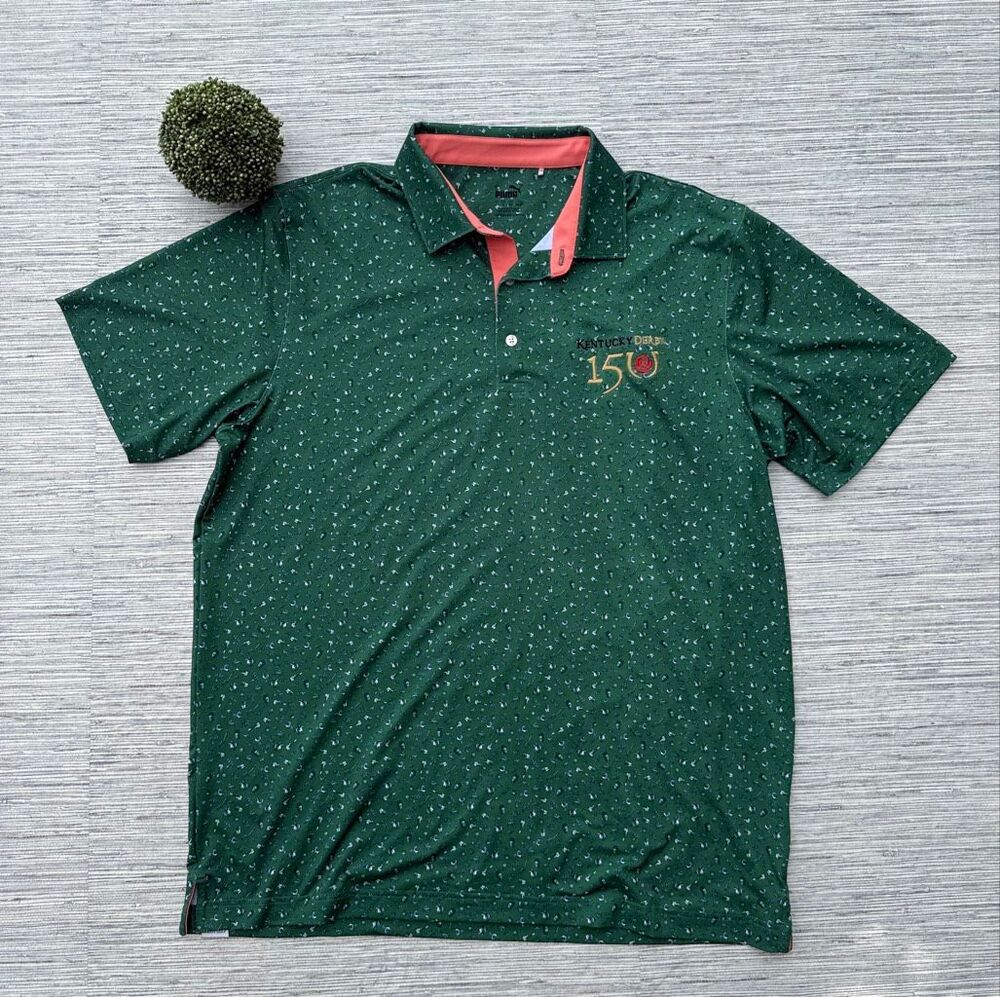 PUMA Mens Kentucky Derby 150th MATTR Superfecta Golf Polo Shirt Green Large